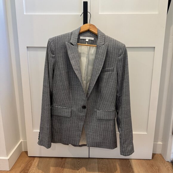 Veronica Beard Herringbone Blazer Gray Size 4 - Picture 2 of 15